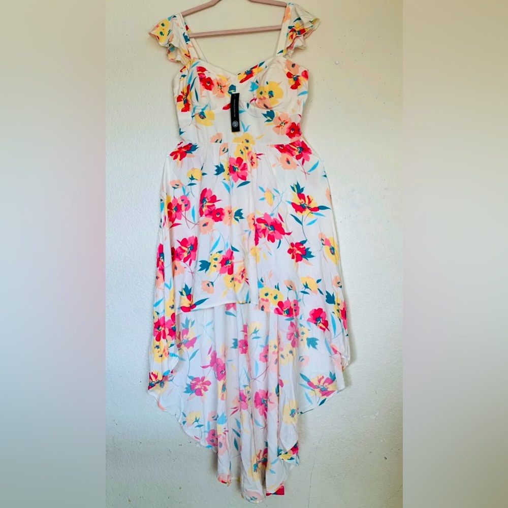 NWT women as u wish floral colorful  high low dress sizes L, Xl